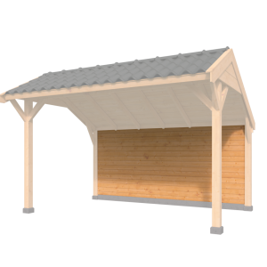 Wandmodule Type H, achterwand kapschuur Economy zweeds rabat Red Class Wood 400 x 150 cm