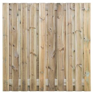 Tuinscherm Haaksbergen, groen geïmpregneerd grenen, RVS-geschroefd, 21-planks (19+2) 180 x 180 cm
