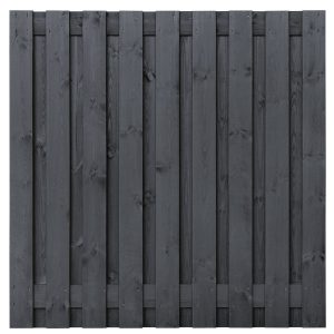 Tuinscherm Koblenz, zwart gespoten vuren, RVS-geschroefd, 19-planks (17+2) 180 x 180 cm