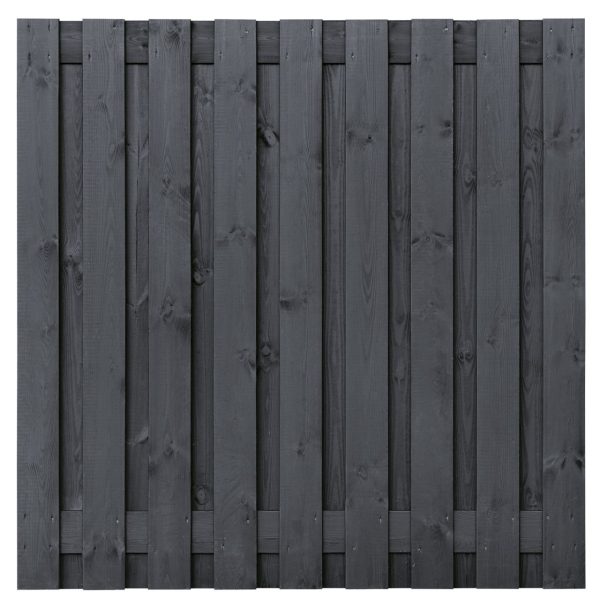 Tuinscherm Koblenz, zwart gespoten vuren, RVS-geschroefd, 19-planks (17+2) 180 x 180 cm