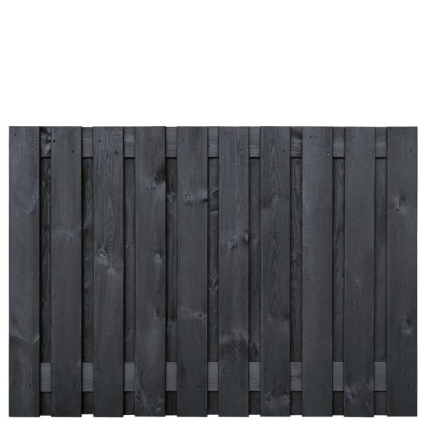 Tuinscherm Stuttgart, zwart gespoten vuren, RVS-geschroefd, 21-planks (19+2) 180 x 130 cm