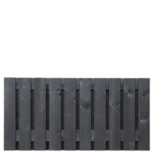 Tuinscherm Stuttgart, zwart gespoten vuren, RVS-geschroefd, 21-planks (19+2) 180 x 90 cm