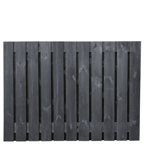 Tuinscherm Stuttgart, zwart gespoten vuren, RVS-geschroefd, 21-planks (19+2) 180 x 130 cm