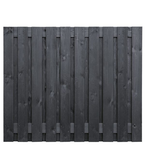 Tuinscherm Stuttgart, zwart gespoten vuren, RVS-geschroefd, 21-planks (19+2) 180 x 150 cm