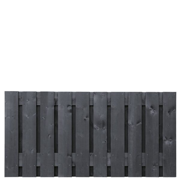 Tuinscherm Stuttgart, zwart gespoten vuren, RVS-geschroefd, 21-planks (19+2) 180 x 90 cm