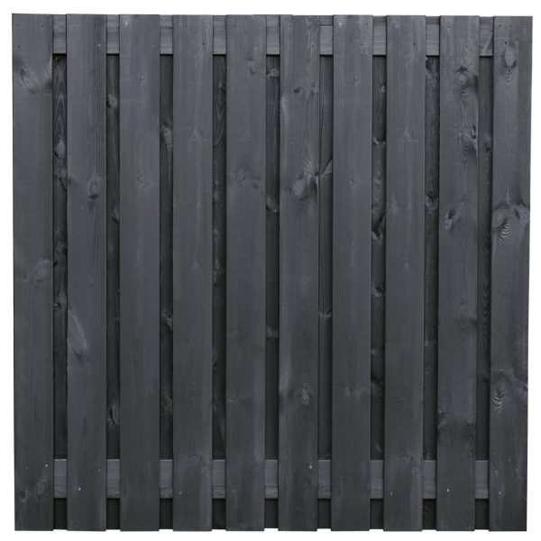 Tuinscherm Stuttgart, zwart gespoten vuren, RVS-geschroefd, 21-planks (19+2) 180 x 180 cm