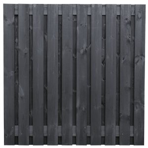 Tuinscherm Stuttgart, zwart gespoten vuren, RVS-geschroefd, 21-planks (19+2) 180 x 180 cm