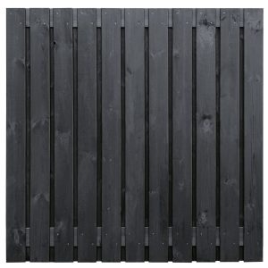Tuinscherm Dresden, zwart gespoten vuren, RVS-geschroefd, 23-planks (21+2) 180 x 180 cm