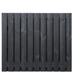 Tuinscherm Dresden, zwart gespoten vuren, RVS-geschroefd, 23-planks (21+2) 180 x 150 cm