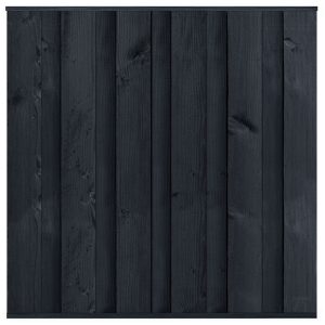 Tuinscherm Rosenheim, zwart gespoten vuren, RVS-geschroefd, 11-planks 180 x 180 cm
