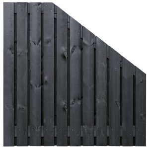 Tuinscherm Dresden verloop, zwart gespoten vuren, RVS-geschroefd, 23-planks (21+2) 180 x 180/90 cm