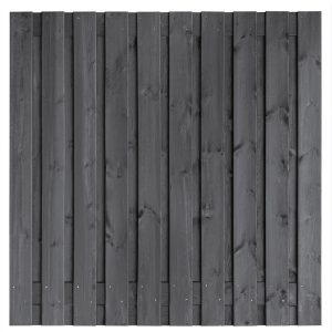 Tuinscherm Hengelo, zwart geïmpregneerd grenen, RVS-geschroefd, 21-planks (19+2) 180 x 180 cm