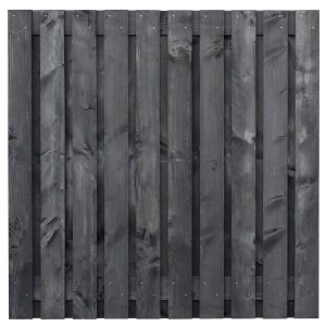 Tuinscherm Marlies, zwart geïmpregneerd douglas, RVS-geschroefd, 21-planks (19+2) 180 x 180 cm