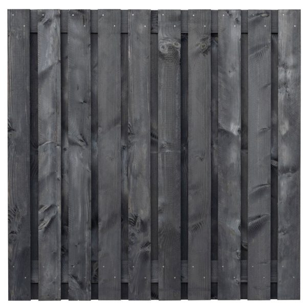 Tuinscherm Marlies, zwart geïmpregneerd douglas, RVS-geschroefd, 21-planks (19+2) 180 x 180 cm