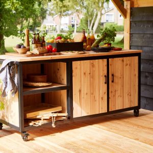 Buitenkeuken 180 cm staal en douglas