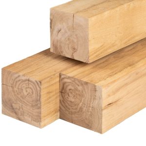 Eiken paal 15,0 x 15,0 x 500 cm, vers, fijnbezaagd, scherpkantig
