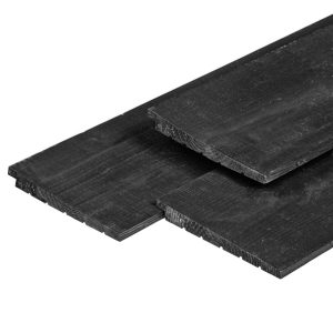 Douglas zweeds rabat excellent 1,2/2,7 x 19,5 x 500 cm, vers, zwart gespoten, geschaafd, scherpkantig, 1 zijde 2 groeven