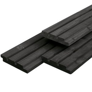 Douglas triple profiel 1,9 x 13,0 x 420 cm, gedroogd, zwart gespoten, geschaafd