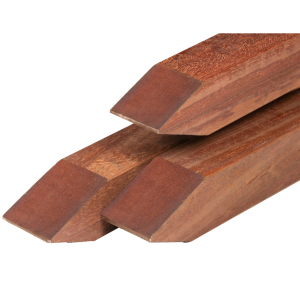 Angelim vermelho hardhout paal 6,5 x 6,5 x 300 cm geschaafd, gepunt, 4 ronde hoeken
