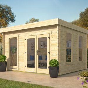 Blokhut - Tuinhuis Bruce | 40 mm | vuren grijs geïmpregneerd