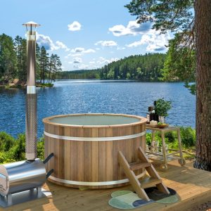 Hottub met externe RVS kachel Ø180 cm Thermowood