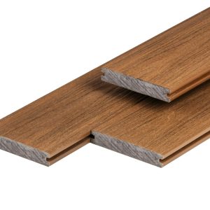 PuraShield composiet vlonderplank 2,3 x 13,8 x 400 cm, teak, massief, fijne houtnerf, clip systeem
