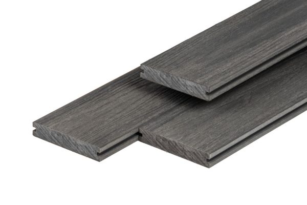 PuraShield composiet vlonderplank 2,3 x 13,8 x 300 cm, dark grey, massief, fijne houtnerf, clip systeem
