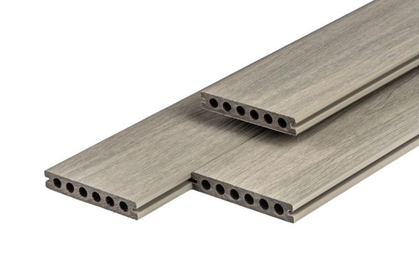 PuraShield composiet vlonderplank 2,3 x 13,8 x 500 cm, light grey, semi-massief, fijne houtnerf, clip systeem