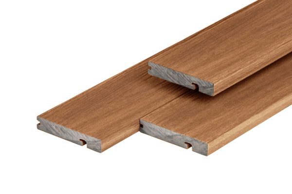 PuraShield composiet eindplank 2,3 x 13,8 x 300 cm, teak, fijne houtnerf, clip systeem
