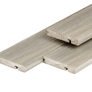 PuraShield composiet eindplank 2,3 x 13,8 x 300 cm, light grey, fijne houtnerf, clip systeem