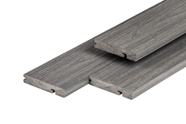 PuraShield composiet eindplank 2,3 x 13,8 x 300 cm, dark grey, fijne houtnerf, clip systeem