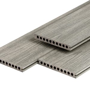 PuraShield composiet vlonderplank 2,3 x 21,0 x 400 cm, light grey, semi-massief, fijne houtnerf, clip systeem