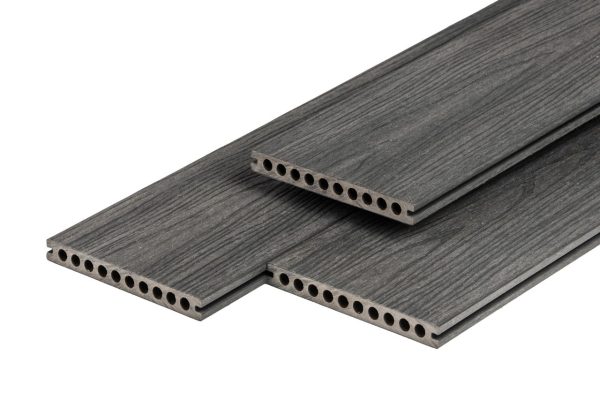 PuraShield composiet vlonderplank 2,3 x 21,0 x 500 cm, dark grey, semi-massief, fijne houtnerf, clip systeem