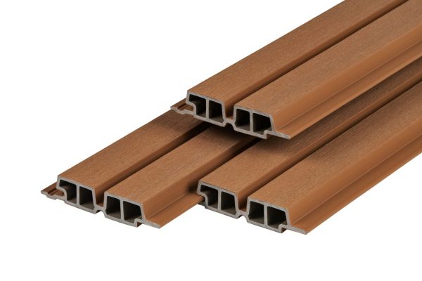 PuraTech 55 composiet dubbel profiel 3,3 x 17,0 x 390 cm, teak, fijne houtnerf, brandklasse D