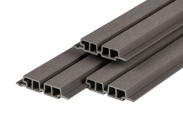 PuraTech 55 composiet dubbel profiel 3,3 x 17,0 x 390 cm, dark grey, fijne houtnerf, brandklasse D