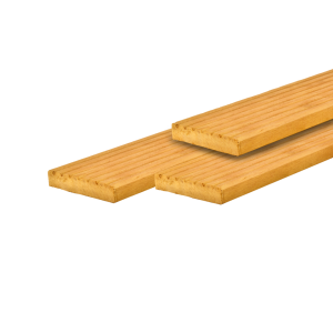 Bilinga hardhout vlonderplank 2,5 x 14,5 x 395 cm, geschaafd, 1 zijde 7 groeven