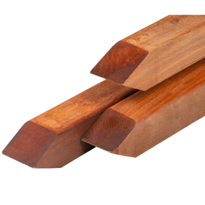 Azobé hardhout paal 8,5 x 8,5 x 250 cm, geschaafd, gepunt, 4 ronde hoeken