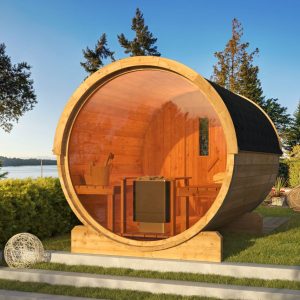 Saunabarrel | Ø205 x 300 cm | 42 mm | Thermowood | met panorama raam
