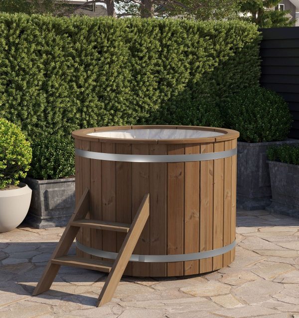 Koudwaterbad Ø120 cm, thermisch gemodificeerd vuren