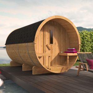 Saunabarrel | Ø205 x 350 cm | 42 mm | Thermowood | met panorama raam