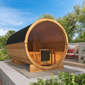 Saunabarrel | Ø205 x 400 cm | 42 mm | Thermowood | met panorama raam