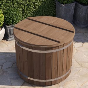 Koudwaterbad Ø120 cm, thermisch gemodificeerd vuren