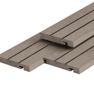 PuraDock composiet eindprofiel 2,2 x 14,6 x 290 cm, light grey, massief, 1 zijde 1 groef, 1 zijde 2 groeven, clip systeem