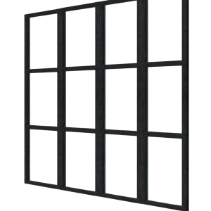Complete set steellook glaswand zwart B180 x H224 cm (4x wand van 45 cm)
