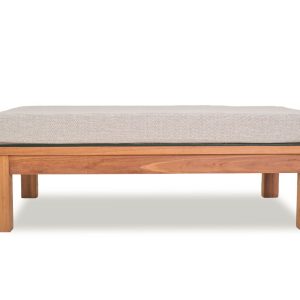 Teak modulaire lounge set Tambora – Salontafel/Hocker incl. kussen en glasplaat - 75 x 120 x H30/40cm