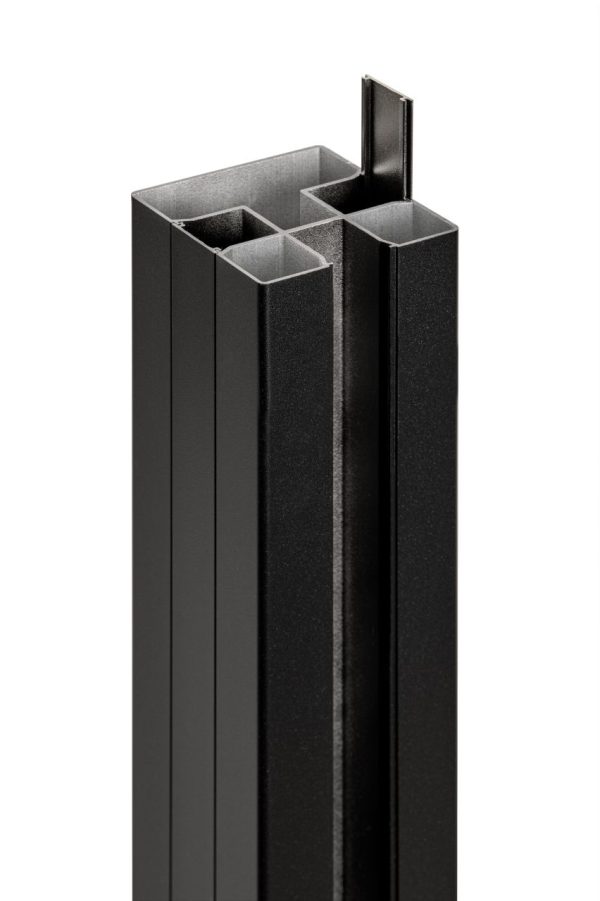 PuraFence aluminium paal incl. paalkap 7,5 x 7,5 x 250 cm, zwart