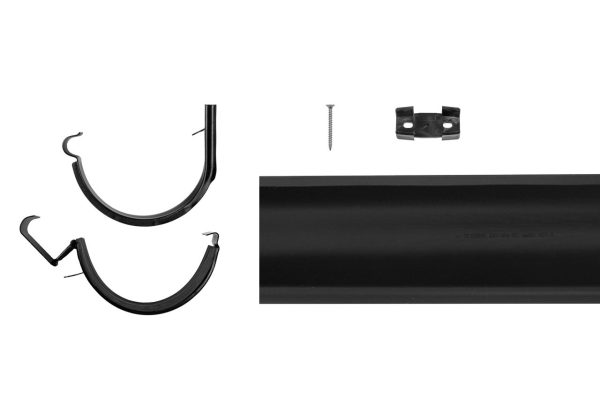 Dakgoot uitbreidingsset zwart gecoat - 125 mm - 1 zijde 200 cm