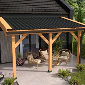 DHZ veranda douglas fijnbezaagd inclusief dakbeschot 600 x 400 cm