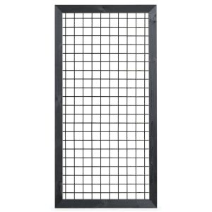 Gaaselement, zwart gespoten vuurverzinkt, maaswijdte 7,5 x 7,5 cm, met robuust kader, zwart gespoten grenen, 4,4 x 6,8 cm, H180 x B90 cm
