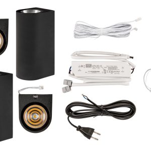 Trafo / verdeler incl. afstandbediening incl. 4 wand spots up/down (incl. kabels en splitter)